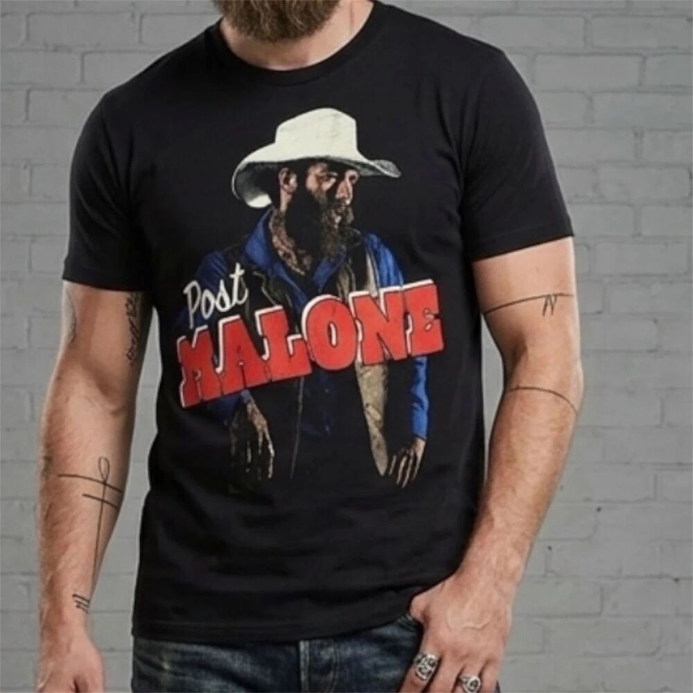 Post Malone Cowboy Tour T-Shirt Mens XL Posty Co Black Cowboy Graphic Tee New